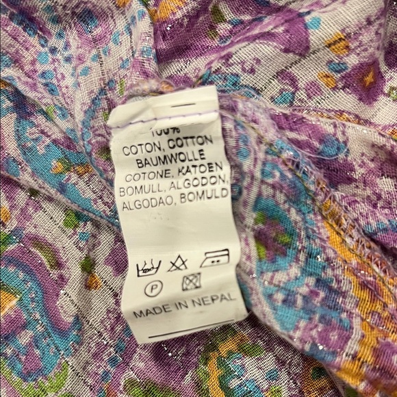 Made in Nepal 100% Cotton Colorful Paisley Short Kurta Tunic Size L/XL - Picture 10 of 11